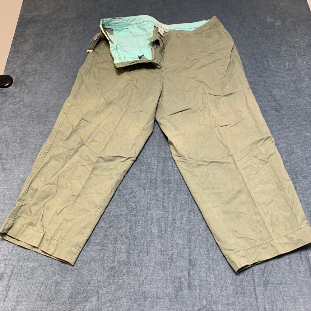 Merona Cropped Pants Womens 20W Khaki Pockets Flat Front Casual Straight Leg